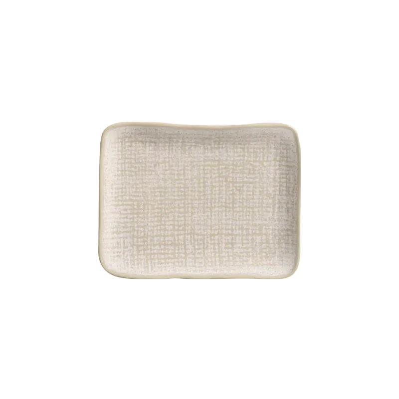 Stoneware Latte Rectangular Platter Juta - Diam. 7.08 x 5.51" - Pack of 12