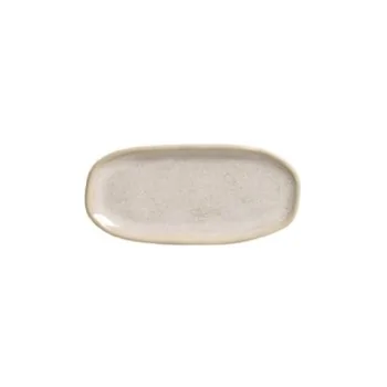 Stoneware Latte Organic Shallow Oval Platter - Diam. 6.5 x 3.15" - Pack of 12