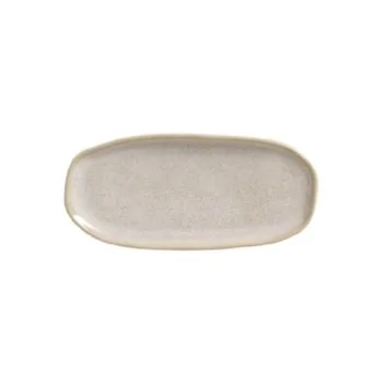 Stoneware Latte Organic Shallow Oval Platter - Diam. 9.06 x 4.33" - Pack of 12