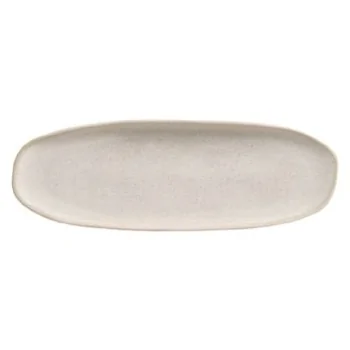 Stoneware Latte Organic Shallow Oval Platter Large - Diam. 14.17 x 5.12" - Pack of 12