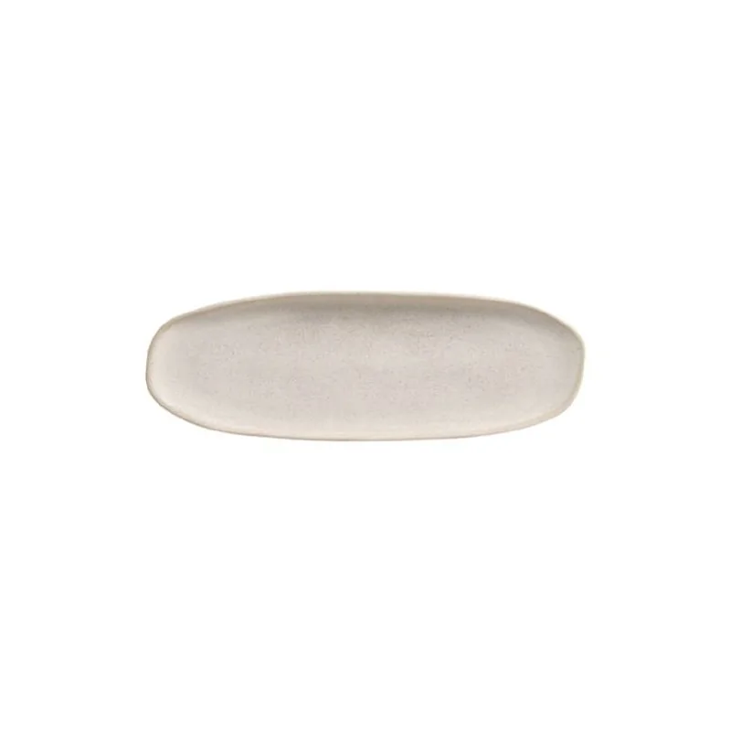 Stoneware Latte Organic Shallow Oval Platter Large - Diam. 14.17 x 5.12" - Pack of 12