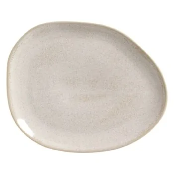 Stoneware Latte Organic Oval Dinner Plate - Diam. 12.2" - Pack of 12