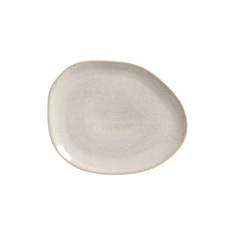 Stoneware Latte Organic Oval Dinner Plate - Diam. 12.2" - Pack of 12