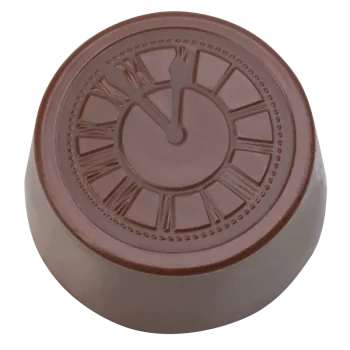 Thermoformed Polycarbonate Praline Chocolate Clock Mold - 28 cavity - 29 mm x 29 mm x h 14.8 mm - 10gr