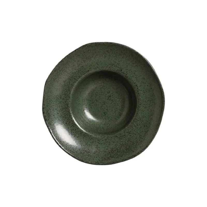 Stoneware Greenery Deep Rim Plate - Diam. 11.02 x 2.56" - Pack of 12