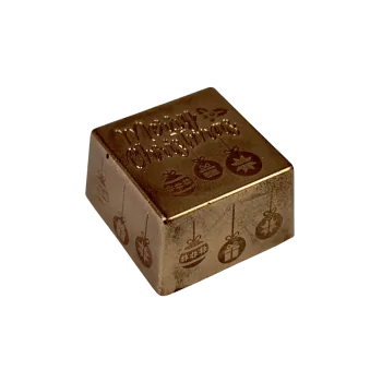 Thermoformed Polycarbonate Square Praline Chocolate Mold - Merry Christmas - 28 cavity - 25 mm x 25 mm x h 15 mm - 10gr