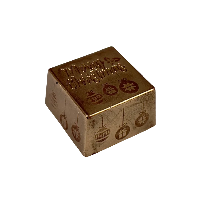 Thermoformed Polycarbonate Square Praline Chocolate Mold - Merry Christmas - 28 cavity - 25 mm x 25 mm x h 15 mm - 10gr Thermoformed Polycarbonate Square Praline Chocolate Mold - Merry Christmas - 28 cavity - 25 mm x 25 mm x h 15 mm - 10gr