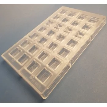 Thermoformed Polycarbonate Square Praline Chocolate Mold - Valena Hearts - 28 cavity - 25 mm x 25 mm x h 15 mm - 10gr
