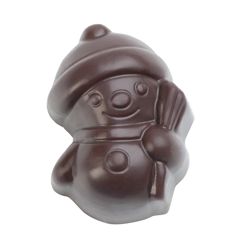 Thermoformed Polycarbonate Praline Snowman Chocolate Mold - 28 cavity - 35.6 mm x 27.9 mm x h 16.8 mm - 10gr Thermoformed Polycarbonate Praline Snowman Chocolate Mold - 28 cavity - 35.6 mm x 27.9 mm x h 16.8 mm - 10gr