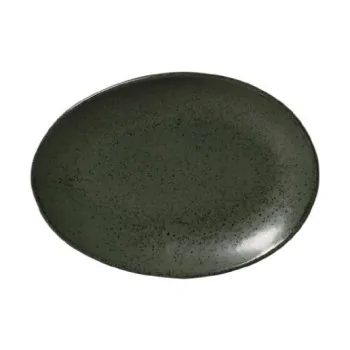 Stoneware Greenery Organic Oval Dessert Plate - Diam. 8.86" - Pack of 12