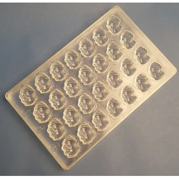 Thermoformed Polycarbonate Praline Snowman Chocolate Mold - 28 cavity - 35.6 mm x 27.9 mm x h 16.8 mm - 10gr