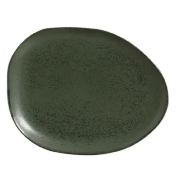 Stoneware Greenery Organic Oval Dinner Plate - Diam. 12.2" - Pack of 12