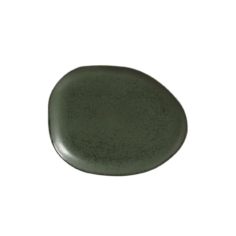 Stoneware Greenery Organic Oval Dinner Plate - Diam. 12.2" - Pack of 12