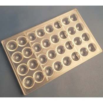 Thermoformed Polycarbonate Round Praline Chocolate Mold - 32 cavity - 29 mm x 29 mm x h 21 mm - 12gr