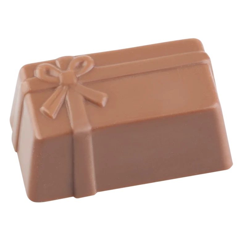 Thermoformed Polycarbonate Praline Chocolate Mold - Gift Parcel - 32 cavity - 38 mm x 22 mm x h 16 mm - 13.5gr Thermoformed Polycarbonate Praline Chocolate Mold - Gift Parcel - 32 cavity - 38 mm x 22 mm x h 16 mm - 13.5gr