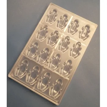 Thermoformed Polycarbonate Frog Chocolate Mold - 16 cavity - 55 mm x 36 mm x h 12 mm - 12gr