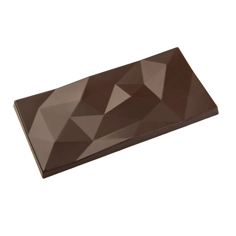 Thermoformed Polycarbonate Chocolate Tablet Mold - Brilliant - 3 cavity - 157 mm x 77.5 mm x h 9.1 mm - 100gr
