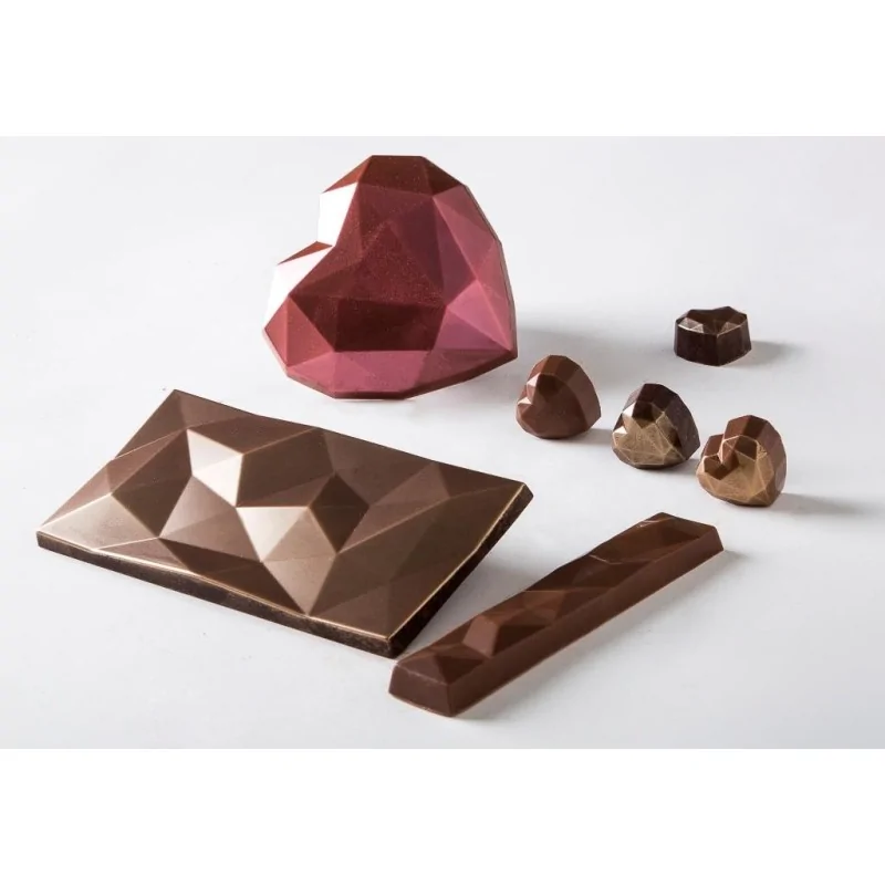 Thermoformed Polycarbonate Chocolate Tablet Mold - Brilliant - 3 cavity - 157 mm x 77.5 mm x h 9.1 mm - 100gr
