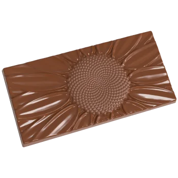 Thermoformed Polycarbonate Sunflower Chocolate Tablet Mold - 3 cavity - 140 mm x 70 mm x h 9.3 mm -80gr