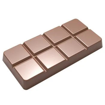 Thermoformed Polycarbonate Small Dubai Chocolate Tablet Mold - 4 cavity - 128.5 mm x 62 mm x h 14 mm - 100gr