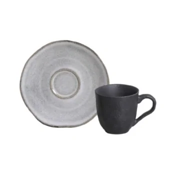 Stoneware Dust Organic Coffee Cup & Organic Saucer - Pack of 12