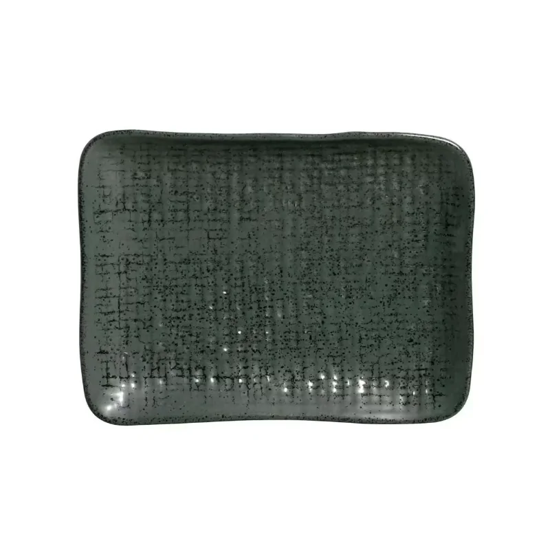 Stoneware Greenery Rectangular Platter Juta - Diam. 7.08 x 5.51" - Pack of 12