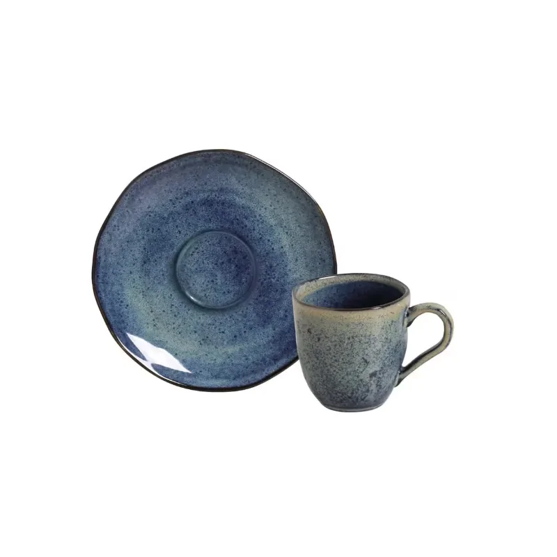 Stoneware Denim Organic Coffee Cup & Organic Saucer - Pack of 12