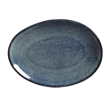 Stoneware Denim Organic Oval Dessert Plate - Diam. 8.86" - Pack of 12