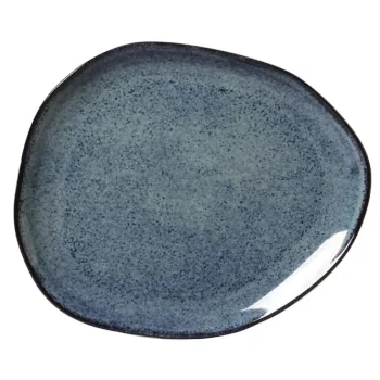 Stoneware Denim Organic Oval Dinner Plate - Diam. 12.2" - Pack of 12