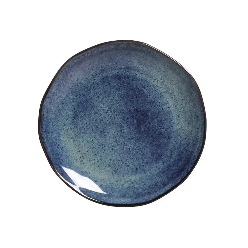 Stoneware Denim Organic Dessert Plate - Diam. 7.68" - Pack of 12