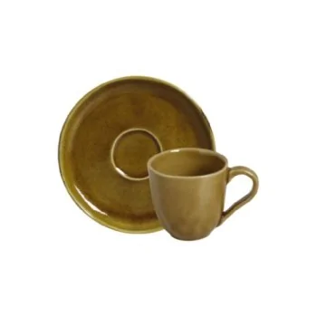 Stoneware Amber Organic Coffee Cup & Bio Saucer - Pack of 12