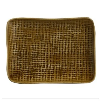 Stoneware Amber Rectangular Platter Juta - Diam. 7.08 x 5.51" - Pack of 12