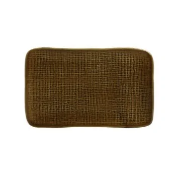 Stoneware Amber Rectangular Platter Medium Juta - Diam. 10.63 x 6.3" - Pack of 12