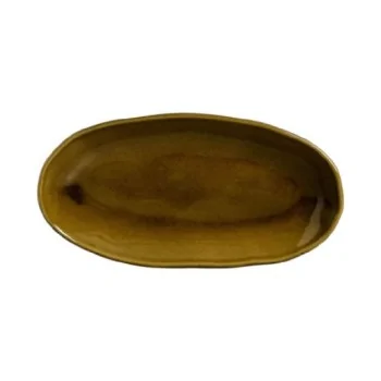 Stoneware Amber Organic Deep Oval Platter Large - Diam. 12.6 x 6.3" - Pack of 12