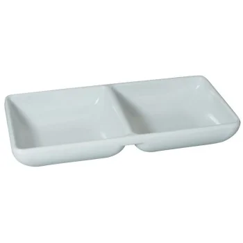 "Oriental Series" Line - Melamine Square sauce dish - Ivory - 2 Cpts mm 145x70 h 25 - Pack of 24