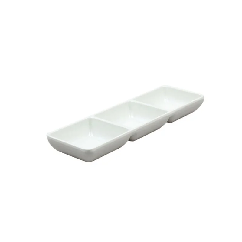 "Oriental Series" Line - Melamine Square sauce dish - Ivory - 3 Cpts mm 220x70 h 25 - Pack of 12