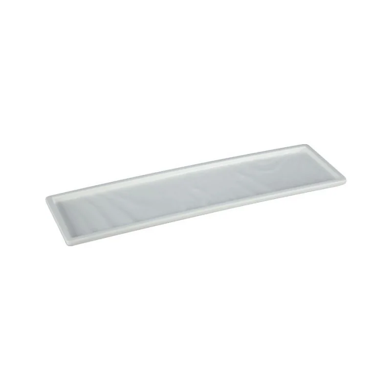 Narrow Rectangular White Melamine Tray "Taiji" - 305 x 86 x 18 mm - Set of 6