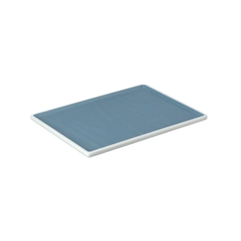 Rectangular Blue Melamine Tray "Taiji" - 203 x 146 x 13 mm - Set of 6