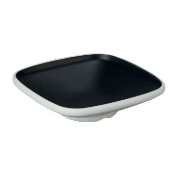 Deep Square Black Melamine Plate "Taiji" - 250 x 250 x 64 mm - Set of 6