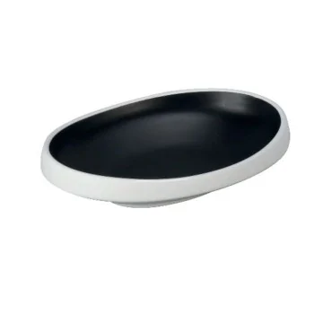 Deep Oval Black Melamine Plate "Taiji" - 205 x 154 x 43 mm - Set of 6