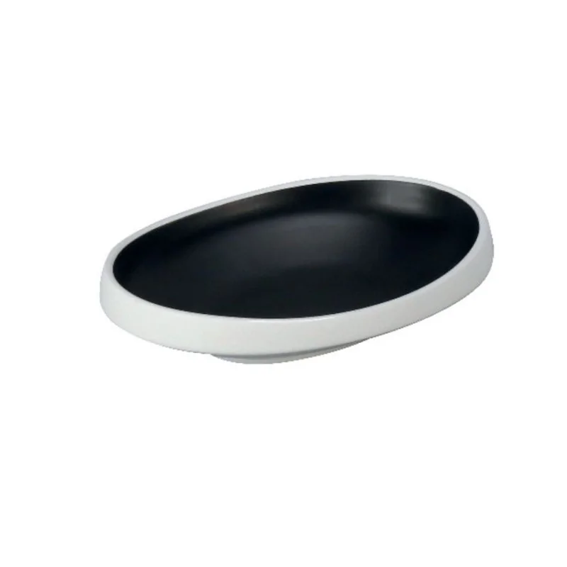 Deep Oval Black Melamine Plate "Taiji" - 205 x 154 x 43 mm - Set of 6