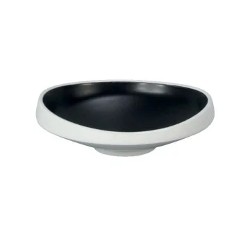 Deep Slanting Black Melamine Plate "Taiji" - 160 x 158 x 45 mm - Set of 6