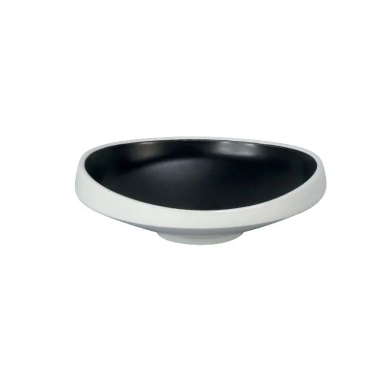 Deep Slanting Black Melamine Plate "Taiji" - 204 x 202 x 53 mm - Set of 6
