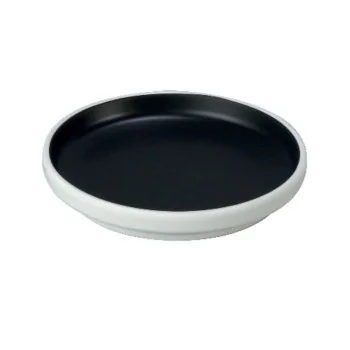 Round Black Melamine Plate "Taiji" - 190 x 190 x 30 mm - Set of 6