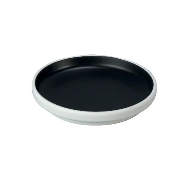 Round Black Melamine Plate "Taiji" - 152 x 152 x 27 mm - Set of 6