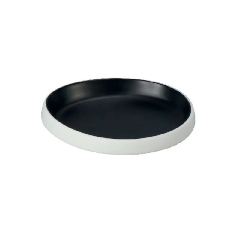 Drop Black Melamine Plate "Taiji" - 179 x 163 x 30 mm - Set of 6