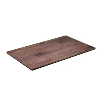 Wooden Finish Melamine Tray With Non-Slip Feet - 530 x 325 H: 10 mm - Set of 3
