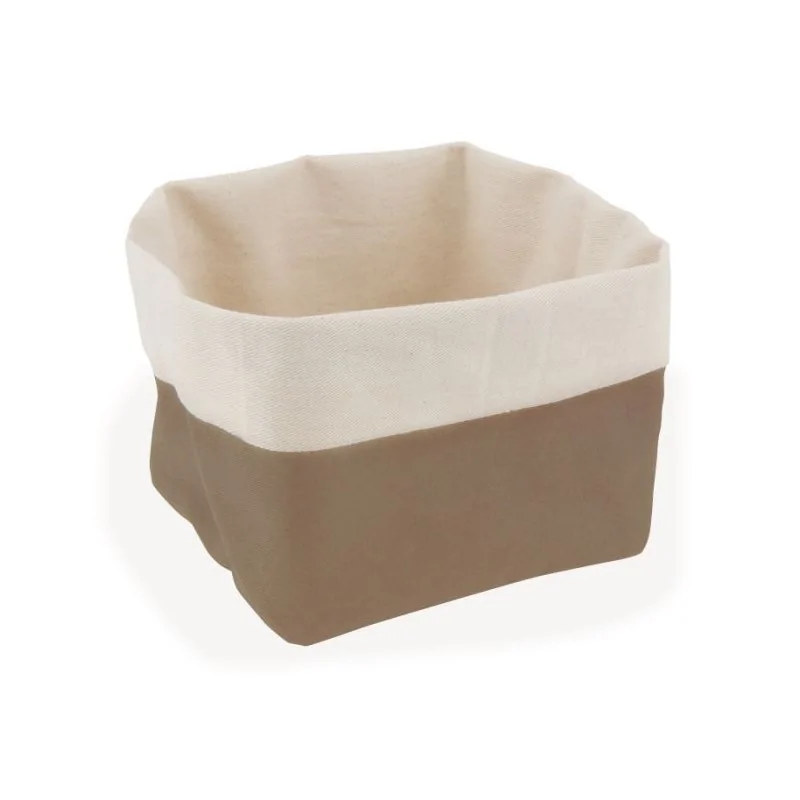 Light Brown Square Bread Basket - 12 x 12 cm H: 15 cm - Set of 6