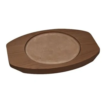 Round Enamelled Cast-Iron Mini Frying-Pan With Wooden Tray - 13 cm - Set of 6