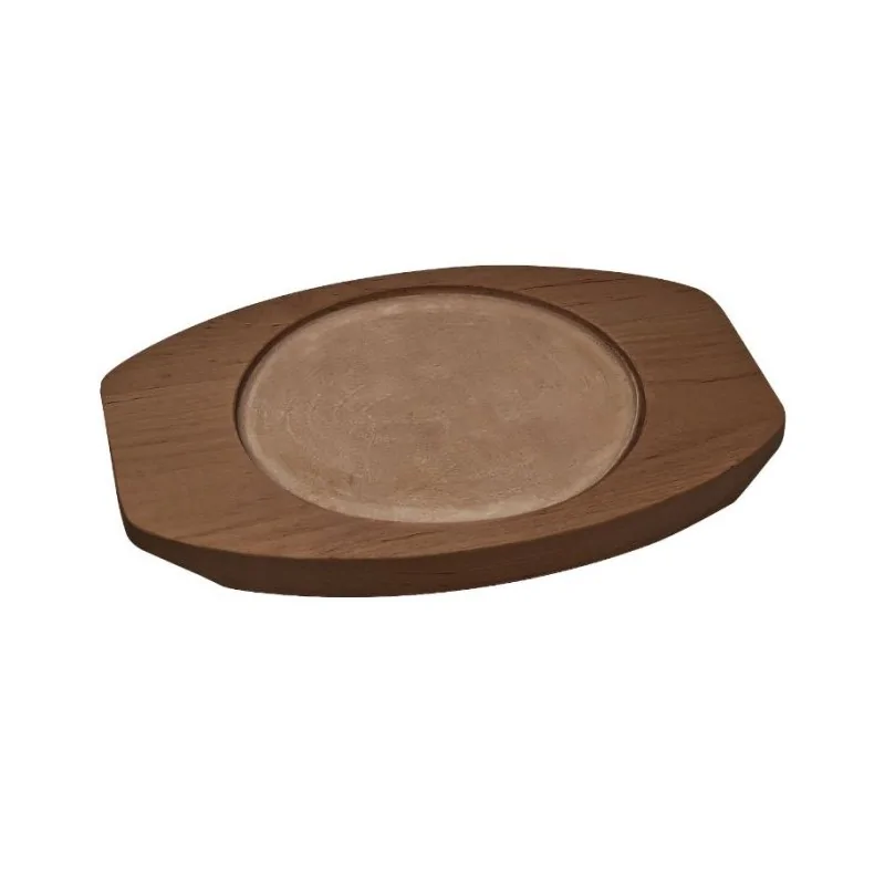 Round Enamelled Cast-Iron Mini Frying-Pan With Wooden Tray - 13 cm - Set of 6 Round Enamelled Cast-Iron Mini Frying-Pan With Wooden Tray - 13 cm - Set of 6